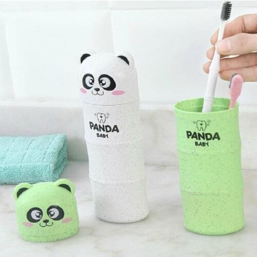 BF040 Creative cartoon travel portable toothbrush cup suitr cute panda design storage box 19.5cm*7cm
