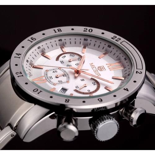 MEGIR Top Luxury Brand relogio masculino Chronograph Calendar Clock Mens Full Steel Military Sport Watch Men Male Watches 3008