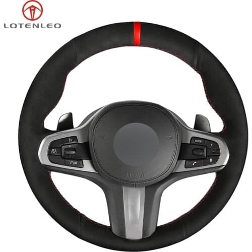 LQTENLEO Black Suede Steering Wheel Cover For BMW M Sport G30 G31 G32 G20 G21 G11 G12 G14 G15 G16 X3 G01 X4 G02 X5 G05 X7 G07