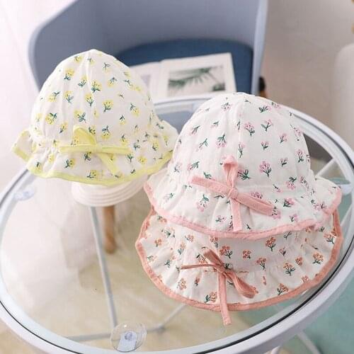 Baby Hats Floral Newborn Spring Summer Fisherman Caps Cotton Girls Outdoor Sunhat Infant Soft Beanies Kids Bucket Cap 3-12M
