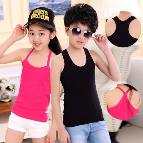 Baby Tops Children Vest Boys Girls Summer T Shirts Sleeveless Tank Camisoles Solid Toddler Tees T-Shirt Size 2 to 10 T Summer