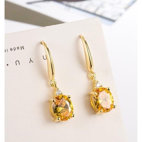 DIWENFU 14K Yellow Gold Topaz Jewerly Drop Earring for Women Orecchini Aretes De Mujer Real Gold Jewelry Gemstone Earrings Girls