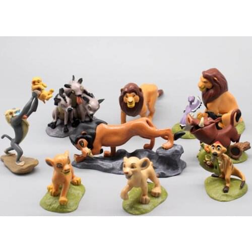 Disney Anime The Lion King 9 Pcs Set Kawaii Simba Action Figure Doll Toys Model Ornaments Boy Girl Gift