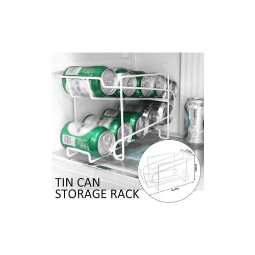 Kitchen Refrigerator Fresh Drink Beer Cola Cans Storage Rack Solid Double-layer Finishing Shelf Beverage Cans Storage Rack