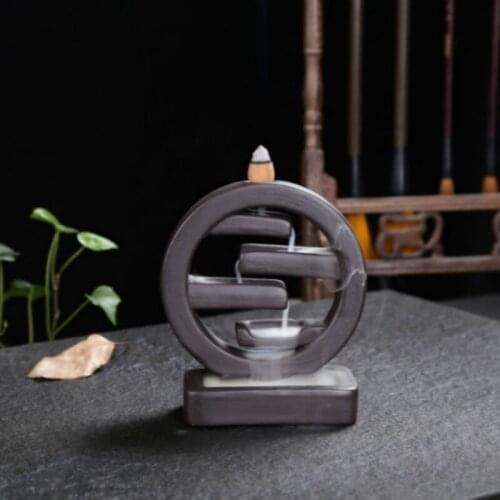 Black Pottery Purple Sand Square Rule Backflow Incense Burner Ceramics Incense Tool Reverse Flow Censer Incense Tool Home Decor