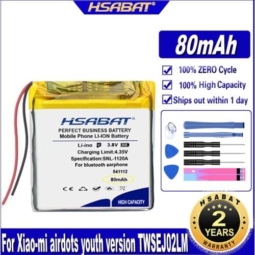 HSABAT 541112 80mAh Polymer lithium ion / Li-ion Battery for earphone redmi xiao-mii airdots