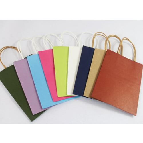 Colorful Gift Bag White Kraft Paper Bags For Wedding Party Shopping Gift Cloth Holder Bags Customized logo Bag in S M J B Size