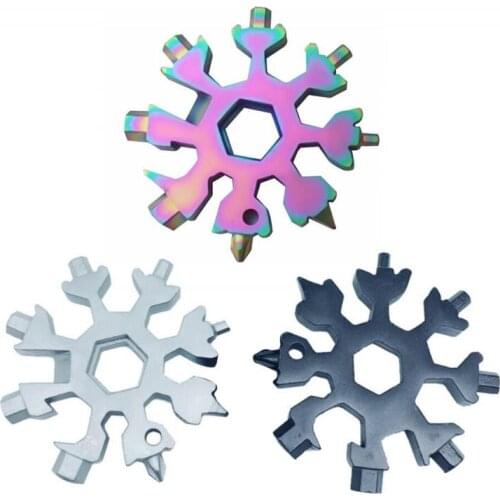 18-in-1 Multi-tool Snowflake Snow Wrench Tool Bottle Opener Screwdriver Stainless Steel Cutter Card Combination With Key Ring