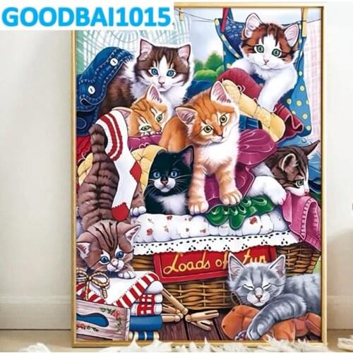 Cute Pet Cat 5D Diamond Painting Diamond Embroidery Cross Stitch Kits Mosaic DIY Home Decor Handwork