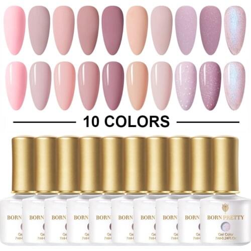 BORN PRETTY Nail Gel Polish Set Soak Off UV LED Gel 7ml Hybrid Semi-permanent Varnish Nail Art Gel Kit Top Coat Gel Manciuring