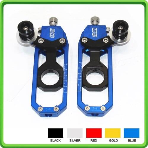 Motorcycle Chain Tensioner Adjuster with paddock bobbins kit for Yamaha R1 YZF-R1 2004 2005 Blue&Black