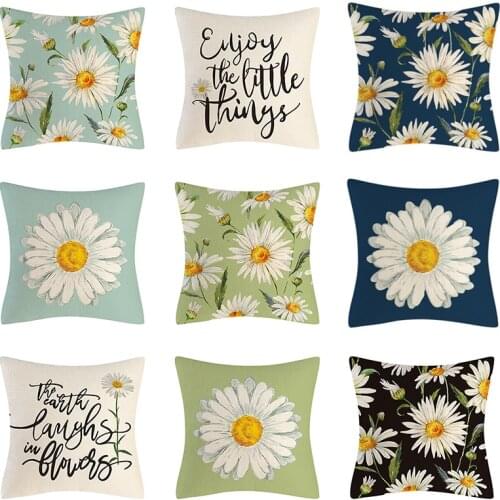 Throw Pillow Cushion Cover 45*45cm Sun Flower Daisy Office Pillows Sofa Cushion Pillow Case Cover For Living Room Decoration