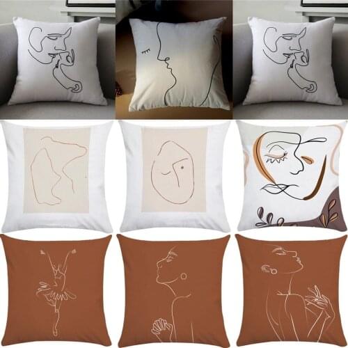 Minimalist Style Figure Geometric Lines 45*45cm Cushion Cover Linen Throw Pillow Car Home Decoration Decorative Pillowcases