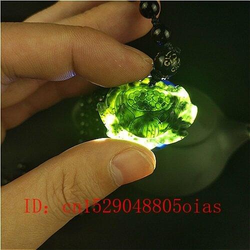Certified Chinese Natural Black Green Jade Lotus Pendant Necklace Charm Jewelry Obsidian Accessories Carved Amulet Gifts for Men