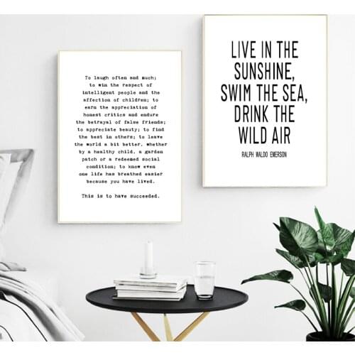 Ralph Waldo Emerson Success Quotes Wall Art Canvas Posters Prints Modern Minimalist Painting Home Office Decoration