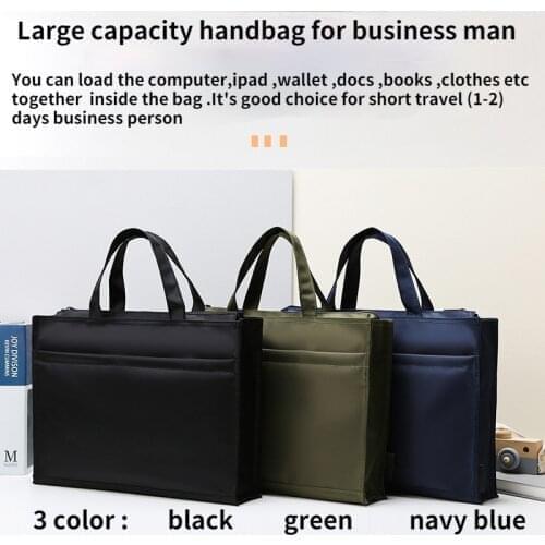 Unisex Large capacity briefcase messenger Oxford water-repellent maletin Light handbag short travel laptop computer files bag