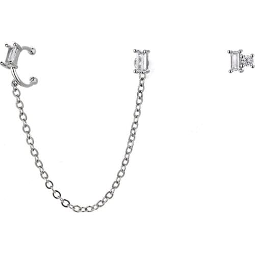 A Girl' Trendy Zircon Tassel Clip Earrings For Women Simple No Pierced Ear Cuff Chain Earrings Fashion Jewelry Party Gift