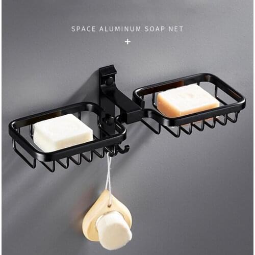 Black soap net, free perforated drainsoap rack laundry pool, bathroomwall-mounted soap basket soap dishsoap box
