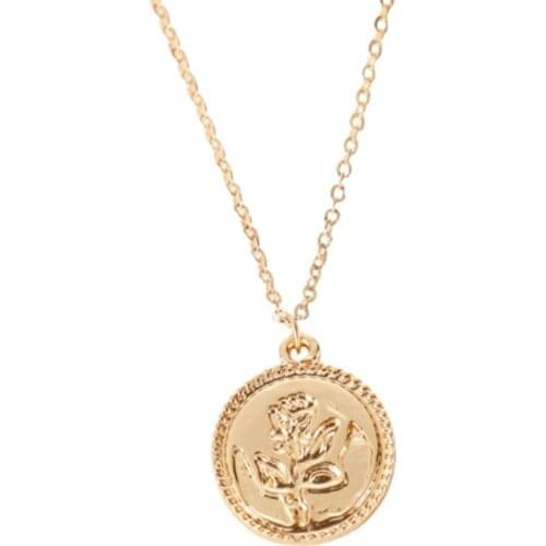 Vintage Carved Coin Necklace For Women Fashion Gold Color Medallion Necklace Multiple Layers Pendant Long Necklaces Boho Jewelry