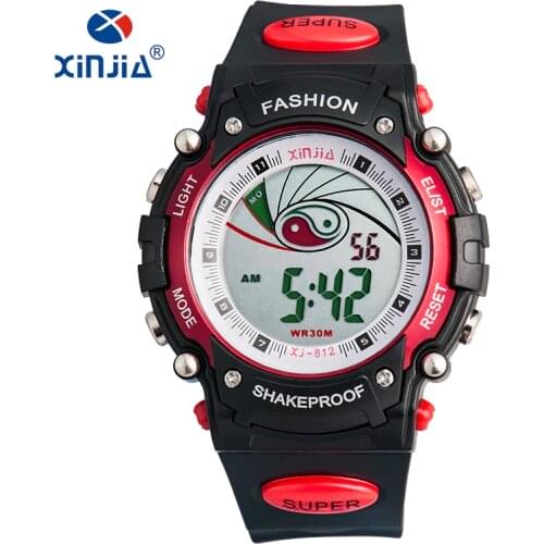 Disco light Watches Men Alarm Chronograph Digital Watch Dive Running 30M Fashion Outdoor Sport Wristwatches For Boys XINJIA 812