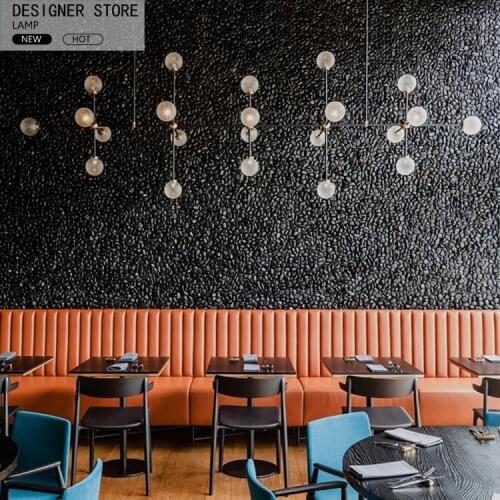 Light luxury modern patterned glass long chandelier can be customized and can be combined with restaurant bar chandelier