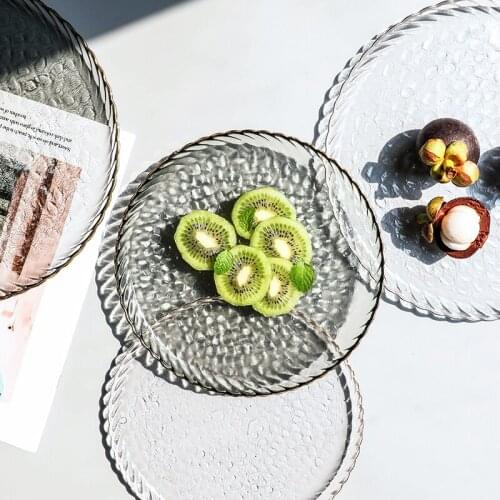 Fruit plate crystal glass plate European-style living room coffee table home Nordic tray creative fashion fruit plate LB031212