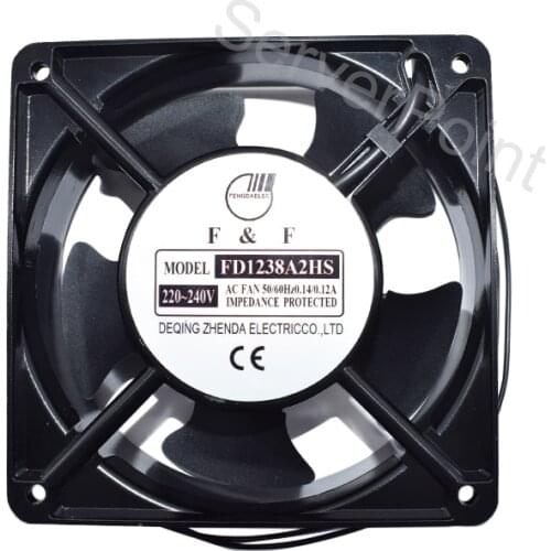 Tested Fully Aluminum Frame Fan FD1238A2HS Two Wires AC220-240V 50/60HZ 120*120*38MM Cooler For F&F