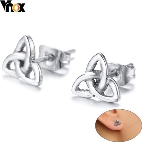 Vnox Vintage Knot Stud Earrings for Women Man Stainless Steel Earrings brinco Accessory Gift for Female Girl