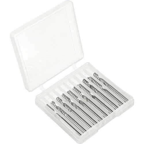 High Quality 10pcs/lot 1/8 CNC Bits Single Flute Spiral Router Carbide End Mill Cutter Tools 3.175 x 22mm (1Lx3.22x5)