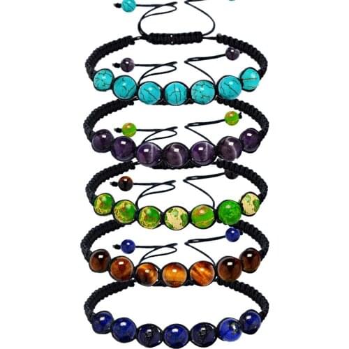 Yingwu 8mm Beads Chakra Bracelet Yoga Bracelet Healing Balance Supernatural Lava Reiki Stones Beads Bracelet Women Jewelry