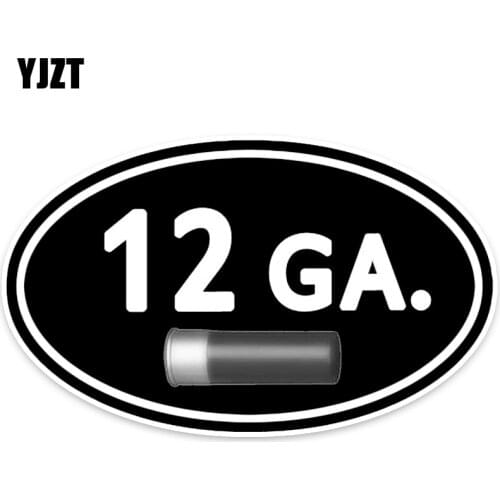 YJZT 15.3*9.2CM Oval Gun 12 Gauge Ammo Decoration Car Sticker Decal PVC 5-0059
