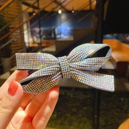 Hair Clips for Women Fashionable Crystal Bow Hairpin with Light Luxury Geometric Elegance Hair Accessories Jewelry Wholesale