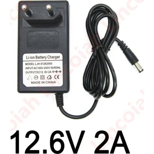 AC100V-240V DC 12.6V 2A charger 12 V Volt Power Adapter 5.5*2.1MM 12.6 V 2 A For 18650 lithium battery Pack EU US UK AU Plug