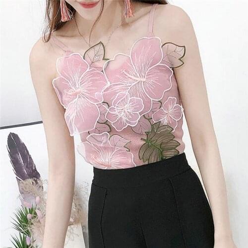 2021 crop top women push up bra spring womens sexy suspenders embroidered low-cut vest women staniki damskie outside tank top