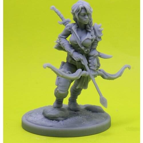 1/24 75mm Resin Model Female Girl Archer Hunter Figure Miniatures Sculpture Unpainted RW-047