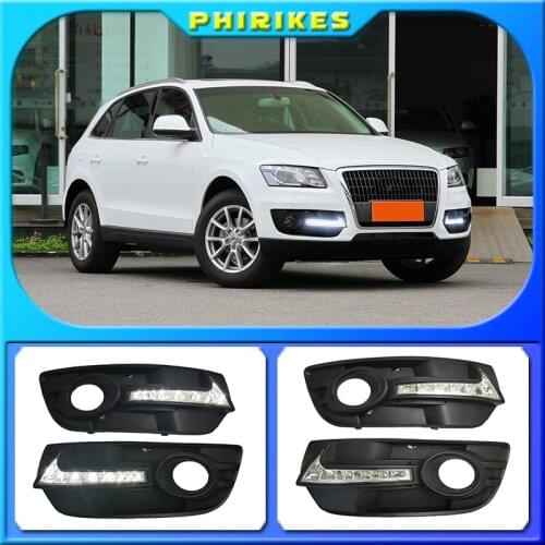 1 set DRL For Audi Q5 2010 2011 2012 2013 LED DRL Daytime driving Running Lights Daylight Fog Lamp cover hole light