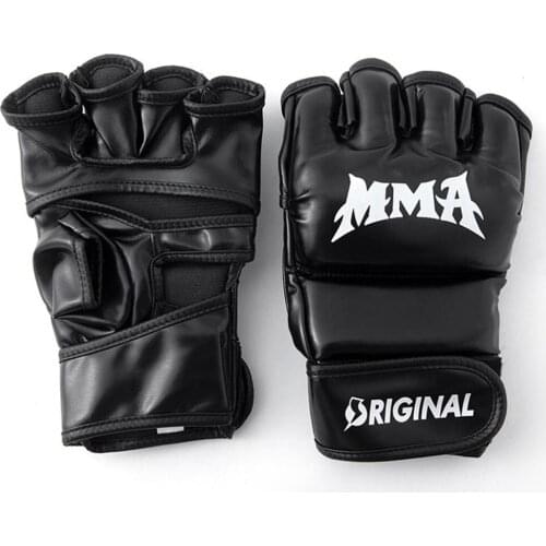 1 Pair Thick Boxing Gloves MMA Gloves Half finger Sanda Taekwondo Fight MMA Sandbag Gloves Professional TKD Training Equipment
