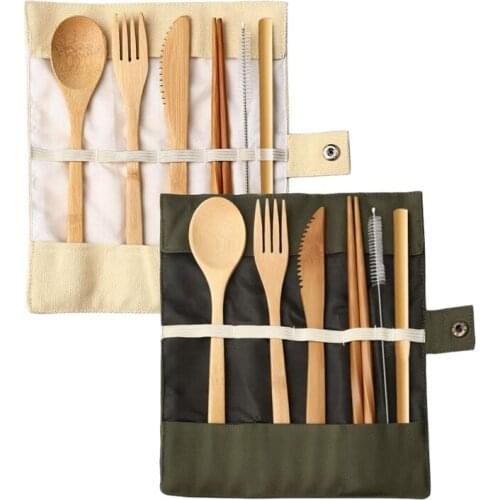 2 Set Bamboo Cutlery Flatware Set Bamboo Travel Utensils,Reusable Knife Fork Spoon Chopsticks Straws (Beige+Green)
