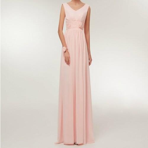 2020 Bridesmaid Dress Long Pink Blue White Chiffon Sleeveless Wedding Party Prom Dress Unique Dress