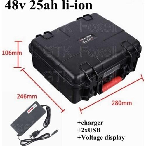 48v 25ah lithium battery pack with BMS Rechargeable 48v li ion battery for ebike Scooter storage systems golf cart+3A Charger