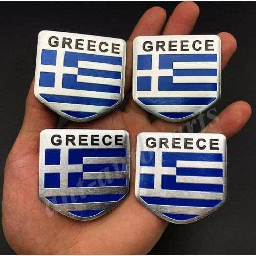 4x Greece Greek Shield Flag Car Emblem Badge Motorcycle Sticker Decals Fairing