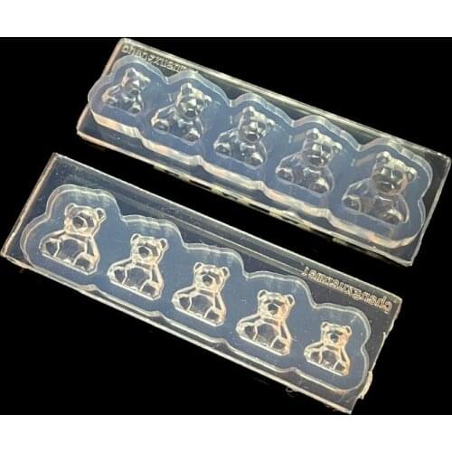 5Pcs 3D Little Bear Nail Decoration Resin Mold Nails Manicure Art Silicone Mould T84A