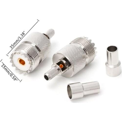 69HA 10 Sets UHF Female Jack SO239 Crimp RF Connector Coaxial Adapter For RG58 RG142 RG400 LMR195 Cable