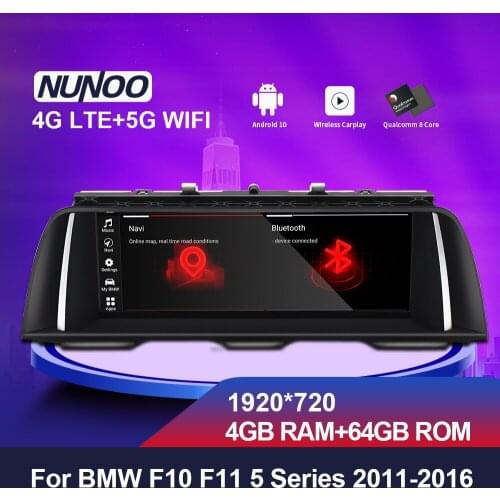 Nunoo Android 10.0 Car DVD Player For BMW 5 Series F10 F11 2011-2016 CIC NBT Car Multimedia Radio IPS 4GB 64GB GPS Navigation