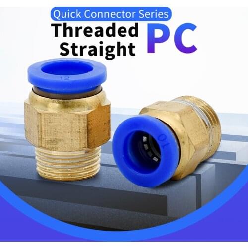 PC Air Pneumatic 4mm 6mm 8mm 10mm Hose Tube 1/4" 1/2" 1/8" 3/8" BSP Male Thread Air Pipe Connector Quick Coupling Brass Fitting