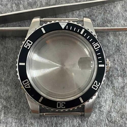 40mm Stainless Steel Watch Case Shell Acrylic Cover with Magnifying Glass Index Bezel For NH35 Automatic Movement