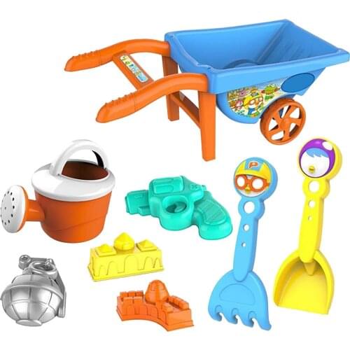 Children Beach Toys 8pcs Kids Beach Sand Toy Set Baby Toddlers Bucket Cartoon Molds Sand Playset Kits Digging Sand Shovel Tool