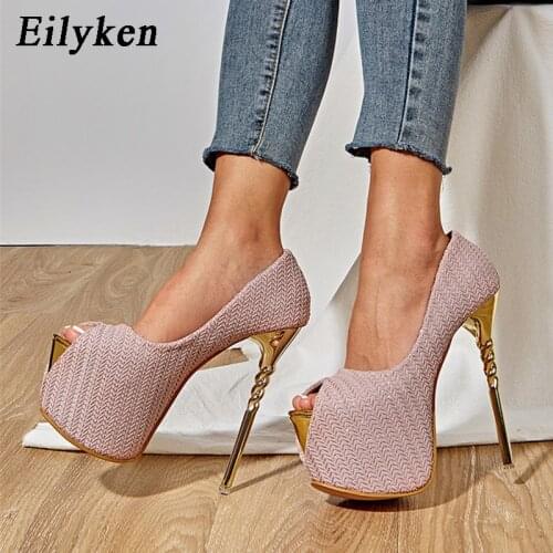 Eilyken Elegant Women Wedding Dress Shoes Fashion Peep Toe Slingback Shallow Slip-On Platform High Heels Sandels Woman Pumps