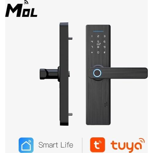 MOL Wifi Tuya X1-BLACK Electronic Door Lock Security With Tuya APP Remotely/Biometric Fingerprint/Smart Card/Password/Key Unlock