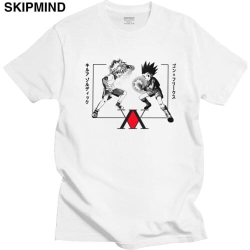 Unique Male Gon Freecss Killua Zoldyck Tee shirt Short Sleeved Cotton T-shirt Printed Hunter x Hunter HxH Anime Tshirt Clothing